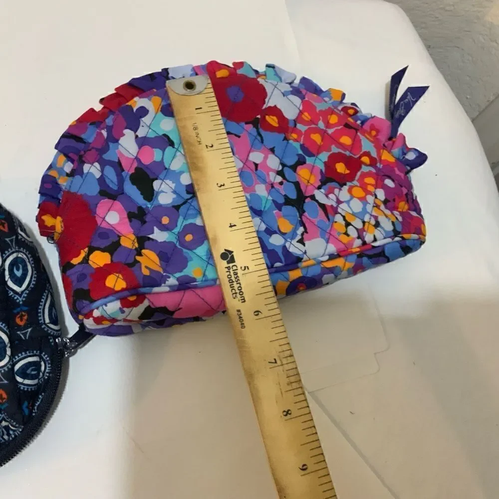 2 Vera Bradley Marrakesh Motifs Blue & floral multicolor Cosmetic Bag lot of 2